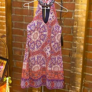 NWT Speechless slvless racerback dress S:S sequined embellishments around neck